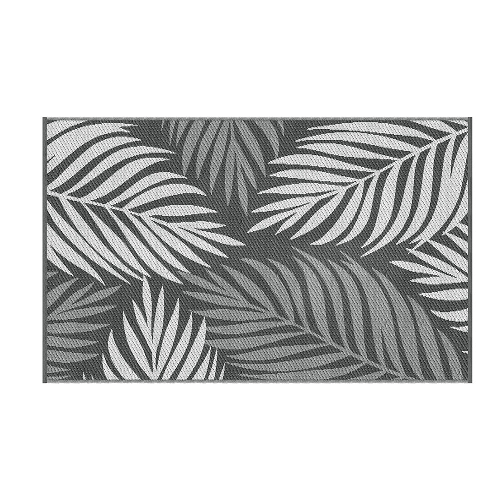 Gardeon Outdoor Rugs 152x244cm Large Carpet Reversible Area Mat PP Dual-Sided Patio Rug Leaf OR-5X8FT-LEAF-GY