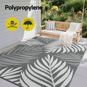 Gardeon Outdoor Rugs 152x244cm Large Carpet Reversible Area Mat PP Dual-Sided Patio Rug Leaf OR-5X8FT-LEAF-GY