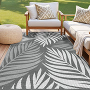 Gardeon Outdoor Rugs 152x244cm Large Carpet Reversible Area Mat PP Dual-Sided Patio Rug Leaf OR-5X8FT-LEAF-GY