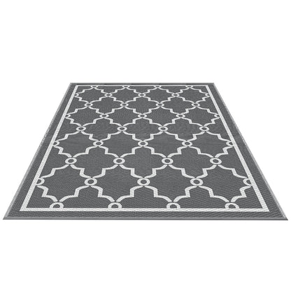 Gardeon Outdoor Rugs 152x244cm Large Carpet Reversible Area Mat PP Dual-Sided Patio Rug Maroc OR-5X8FT-MAROC-GY
