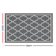 Gardeon Outdoor Rugs 152x244cm Large Carpet Reversible Area Mat PP Dual-Sided Patio Rug Maroc OR-5X8FT-MAROC-GY