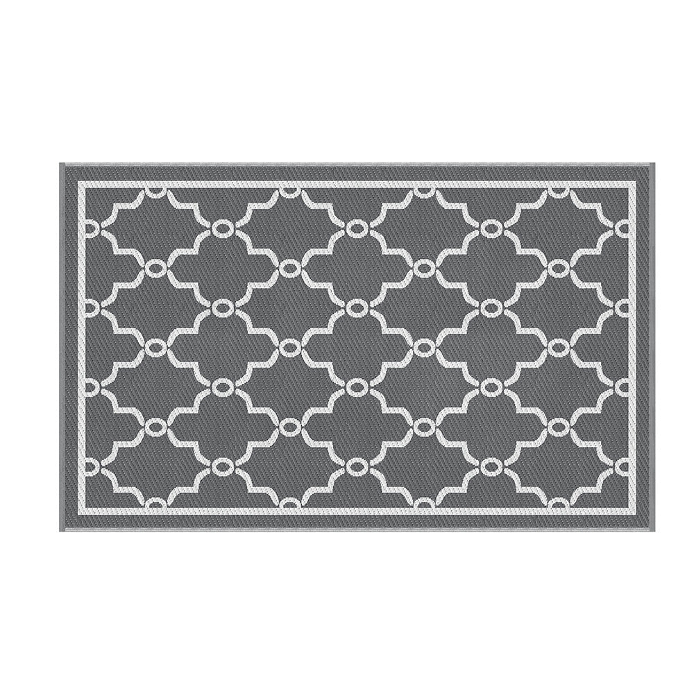 Gardeon Outdoor Rugs 152x244cm Large Carpet Reversible Area Mat PP Dual-Sided Patio Rug Maroc OR-5X8FT-MAROC-GY