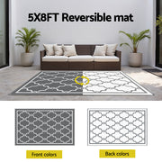 Gardeon Outdoor Rugs 152x244cm Large Carpet Reversible Area Mat PP Dual-Sided Patio Rug Maroc OR-5X8FT-MAROC-GY