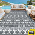 Gardeon Outdoor Rugs 274x366cm Large Carpet Reversible Area Mat PP Dual-Sided Patio Rug Bohemian OR-9X12FT-ARGYLE-GY