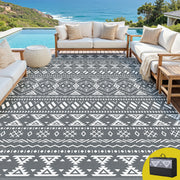 Gardeon Outdoor Rugs 274x366cm Large Carpet Reversible Area Mat PP Dual-Sided Patio Rug Bohemian OR-9X12FT-ARGYLE-GY