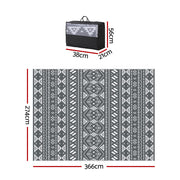 Gardeon Outdoor Rugs 274x366cm Large Carpet Reversible Area Mat PP Dual-Sided Patio Rug Bohemian OR-9X12FT-ARGYLE-GY
