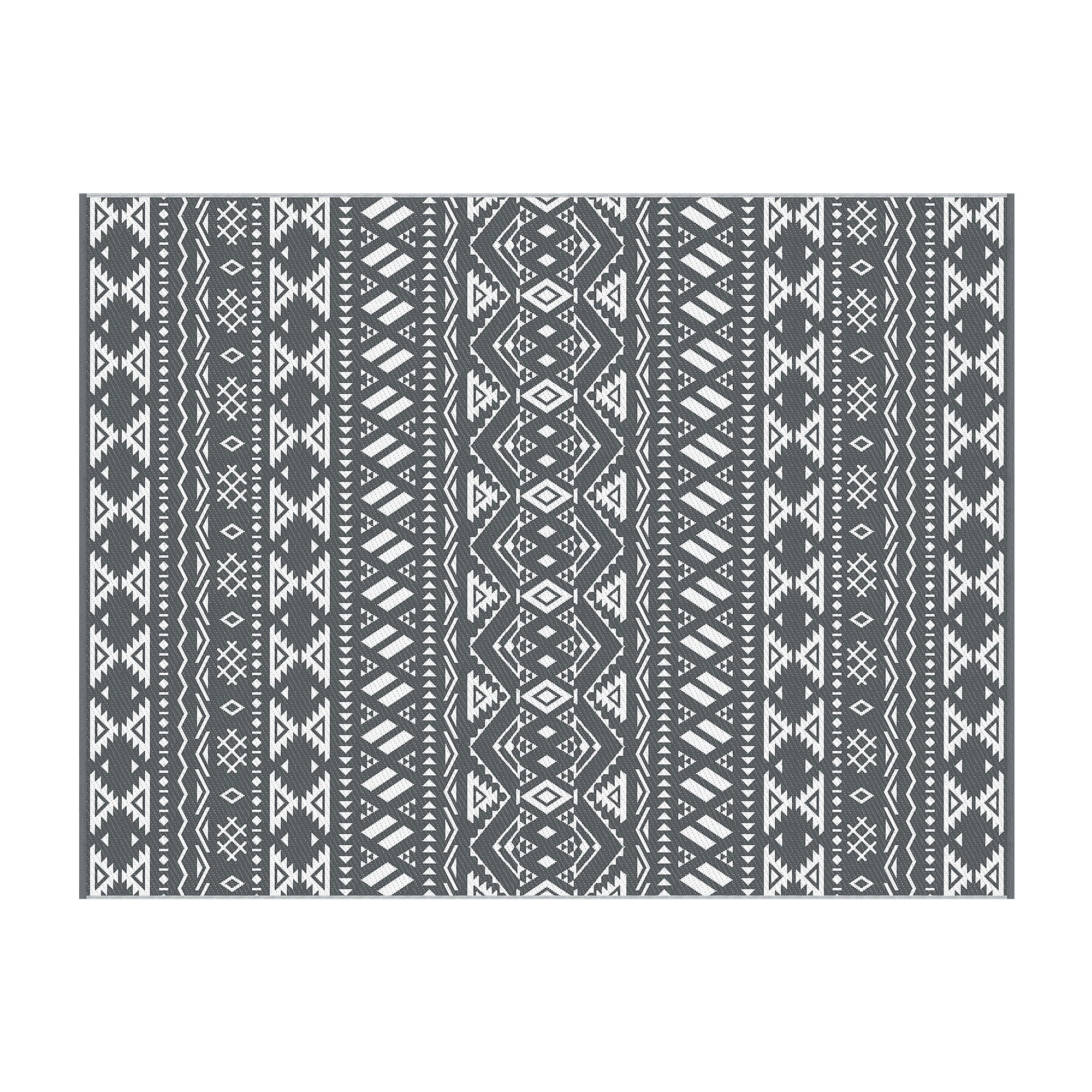Gardeon Outdoor Rugs 274x366cm Large Carpet Reversible Area Mat PP Dual-Sided Patio Rug Bohemian OR-9X12FT-ARGYLE-GY