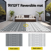 Gardeon Outdoor Rugs 274x366cm Large Carpet Reversible Area Mat PP Dual-Sided Patio Rug Bohemian OR-9X12FT-ARGYLE-GY