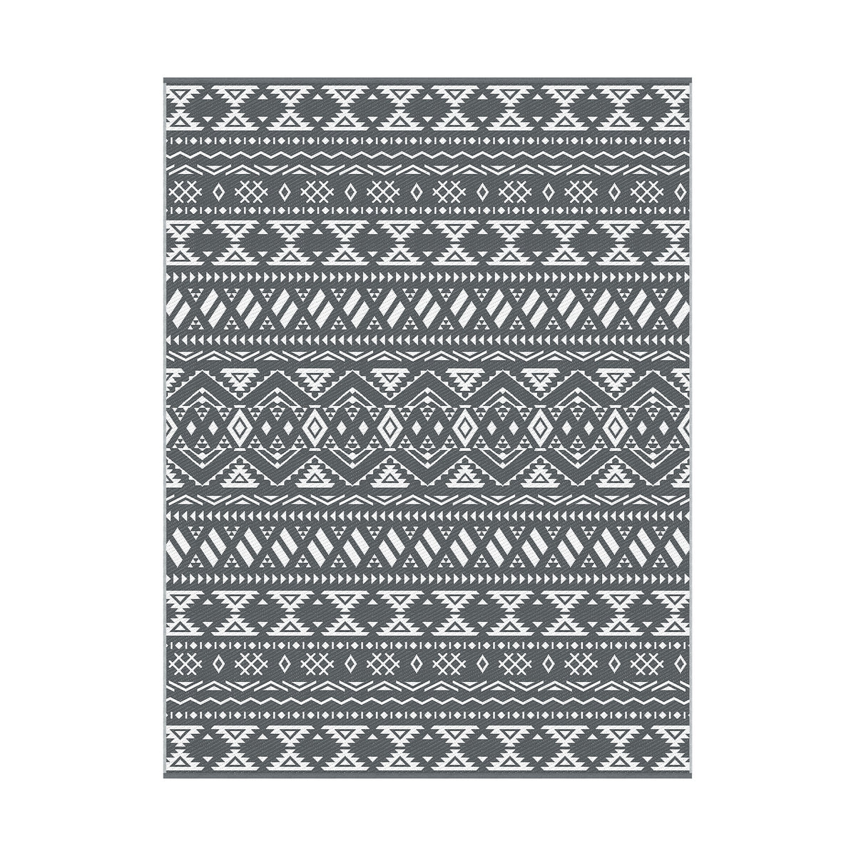 Gardeon Outdoor Rugs 274x366cm Large Carpet Reversible Area Mat PP Dual-Sided Patio Rug Bohemian OR-9X12FT-ARGYLE-GY