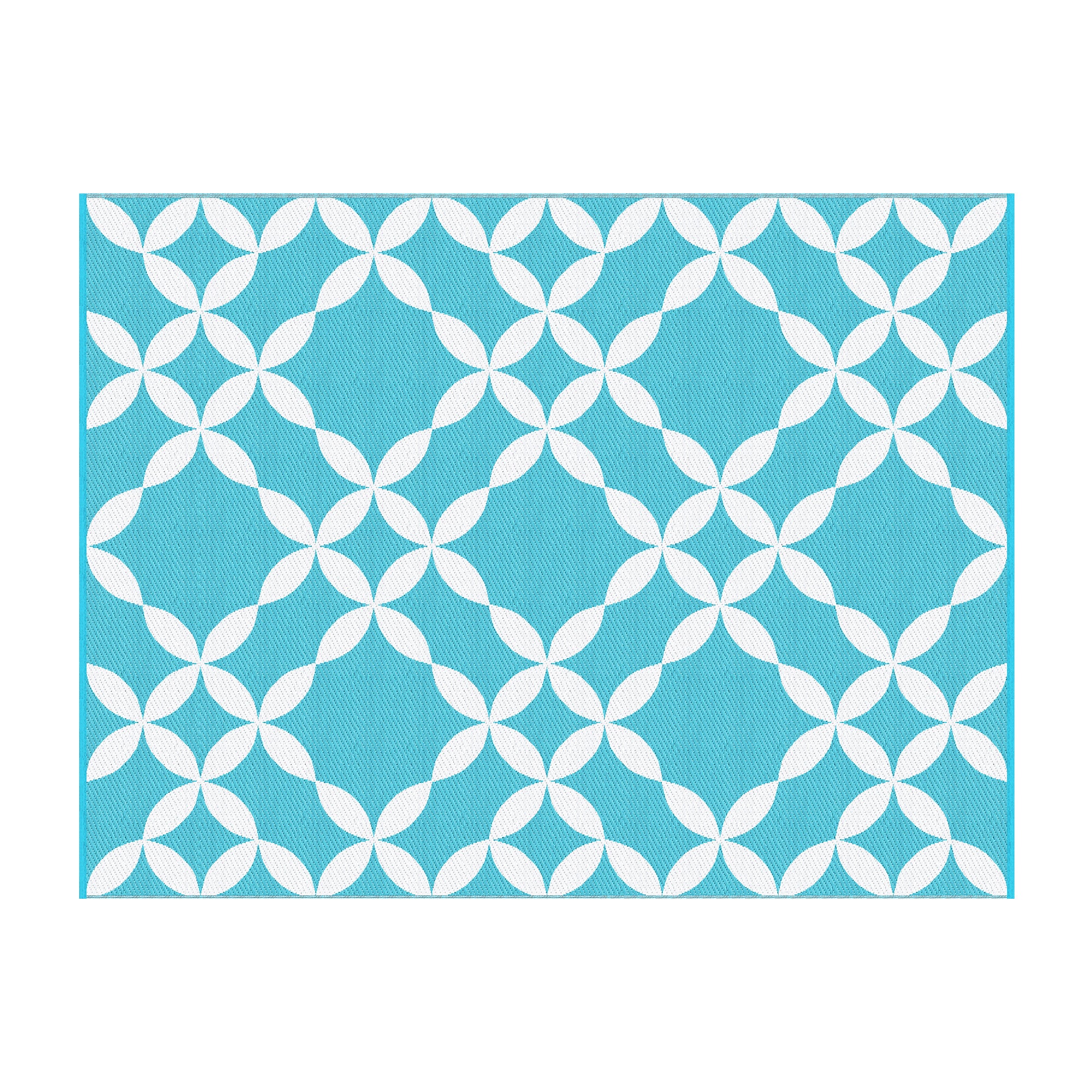 Gardeon Outdoor Rugs 274x366cm Large Carpet Reversible Area Mat PP Dual-Sided Patio Rug Light Blue OR-9X12FT-FLORAL-GN