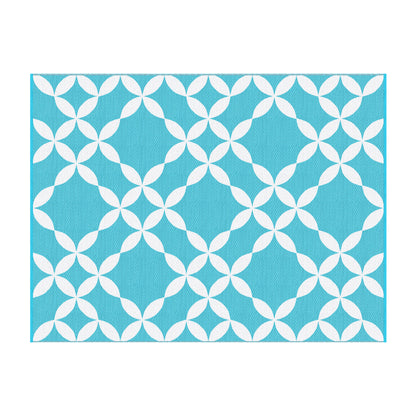 Gardeon Outdoor Rugs 274x366cm Large Carpet Reversible Area Mat PP Dual-Sided Patio Rug Light Blue OR-9X12FT-FLORAL-GN