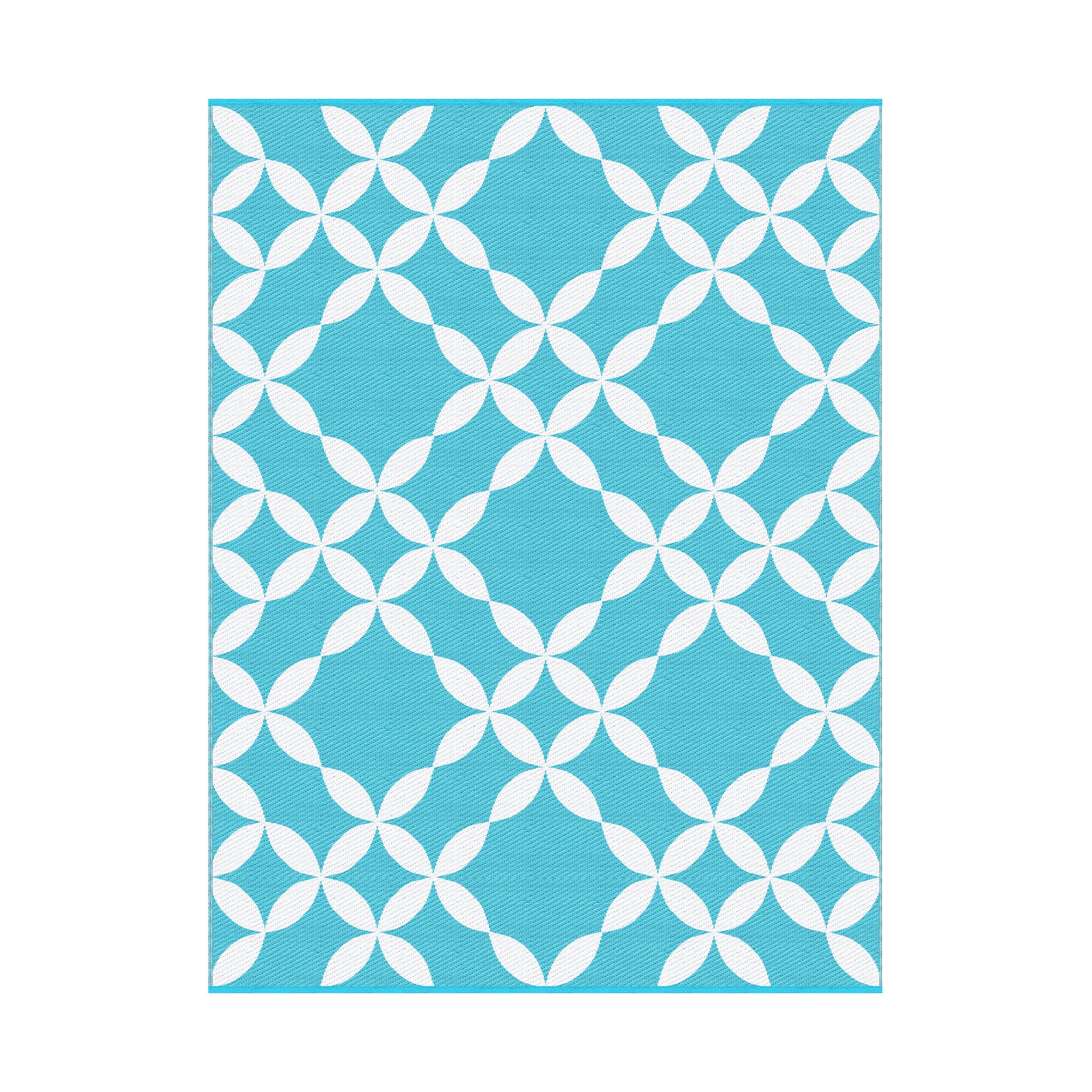 Gardeon Outdoor Rugs 274x366cm Large Carpet Reversible Area Mat PP Dual-Sided Patio Rug Light Blue OR-9X12FT-FLORAL-GN