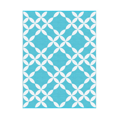 Gardeon Outdoor Rugs 274x366cm Large Carpet Reversible Area Mat PP Dual-Sided Patio Rug Light Blue OR-9X12FT-FLORAL-GN