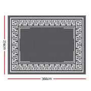 Gardeon Outdoor Rugs 274x366cm Large Carpet Reversible Area Mat PP Dual-Sided Patio Rug Greek Key OR-9X12FT-FRAME-GY