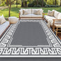 Gardeon Outdoor Rugs 274x366cm Large Carpet Reversible Area Mat PP Dual-Sided Patio Rug Greek Key OR-9X12FT-FRAME-GY