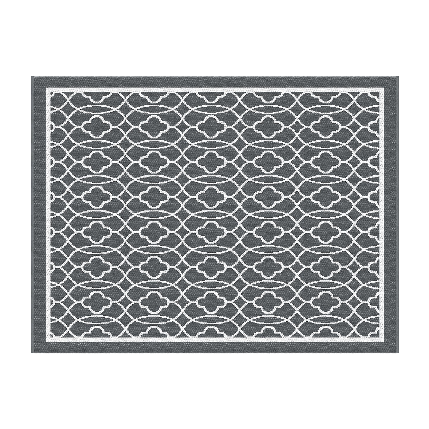 Gardeon Outdoor Rugs 274x366cm Large Carpet Reversible Area Mat PP Dual-Sided Patio Rug OR-9X12FT-OGEE-GY
