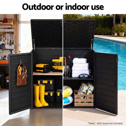 Gardeon Outdoor Storage Box 1170L Container Lockable Cabinet Tool Organizer Shed Black OSB-1170L-ABK