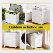 Gardeon 159L Outdoor Storage Box Stackable Cupboard Camping Organizer Wheels OSB-159L-WHEEL-BE