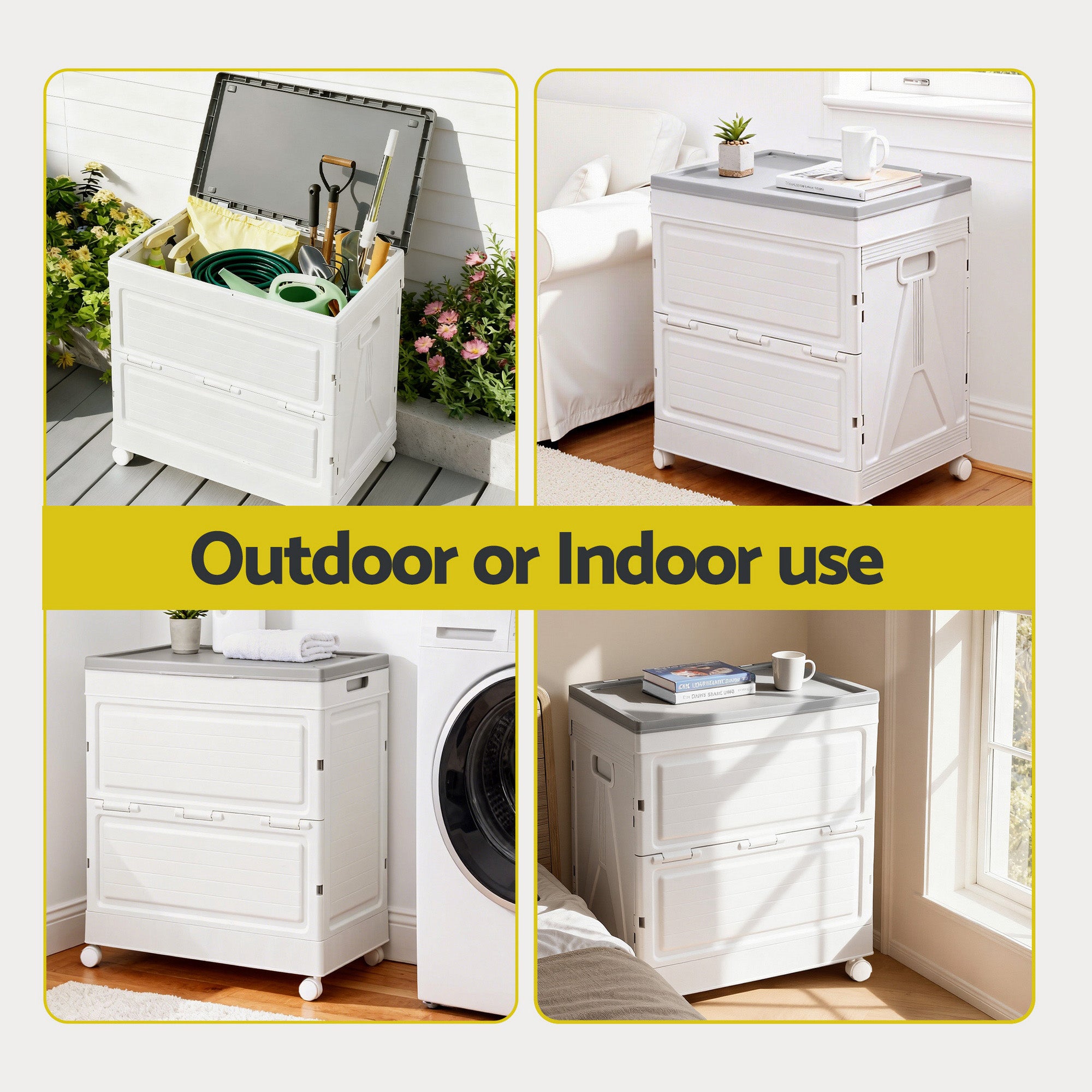 Gardeon 159L Outdoor Storage Box Stackable Cupboard Camping Organizer Wheels OSB-159L-WHEEL-BE