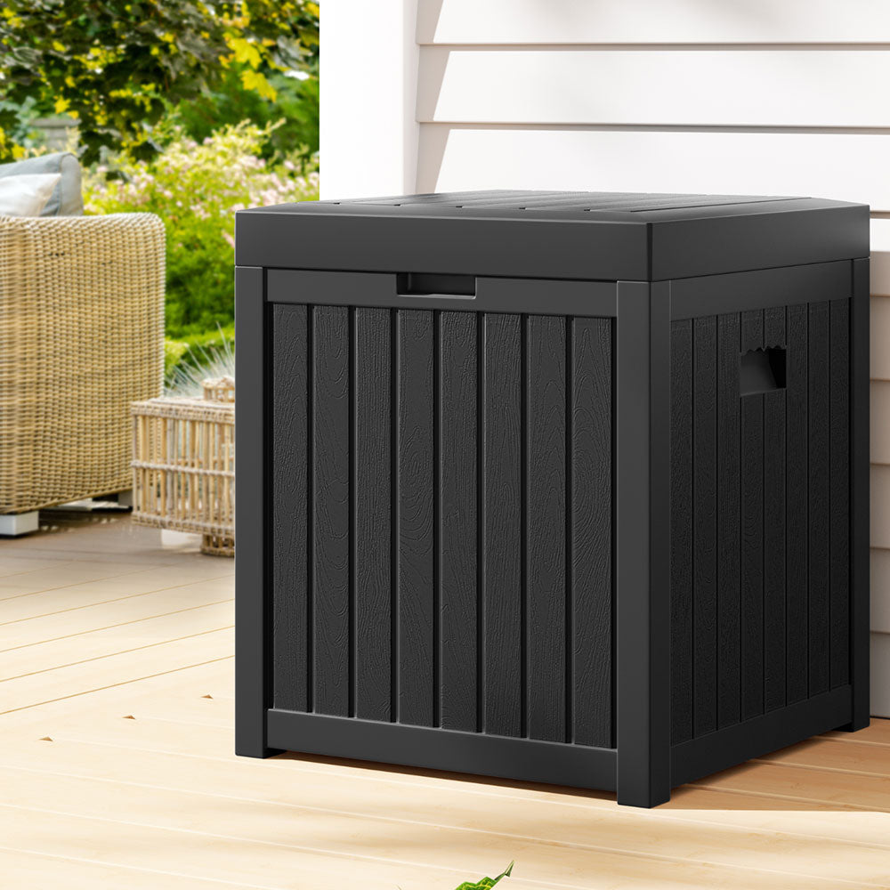 Gardeon Outdoor Storage Box 195L Organiser Garden Bench Deck Toy Shed Tool Black OSB-195L-BK