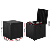 Gardeon Outdoor Storage Box 195L Organiser Garden Bench Deck Toy Shed Tool Black OSB-195L-BK