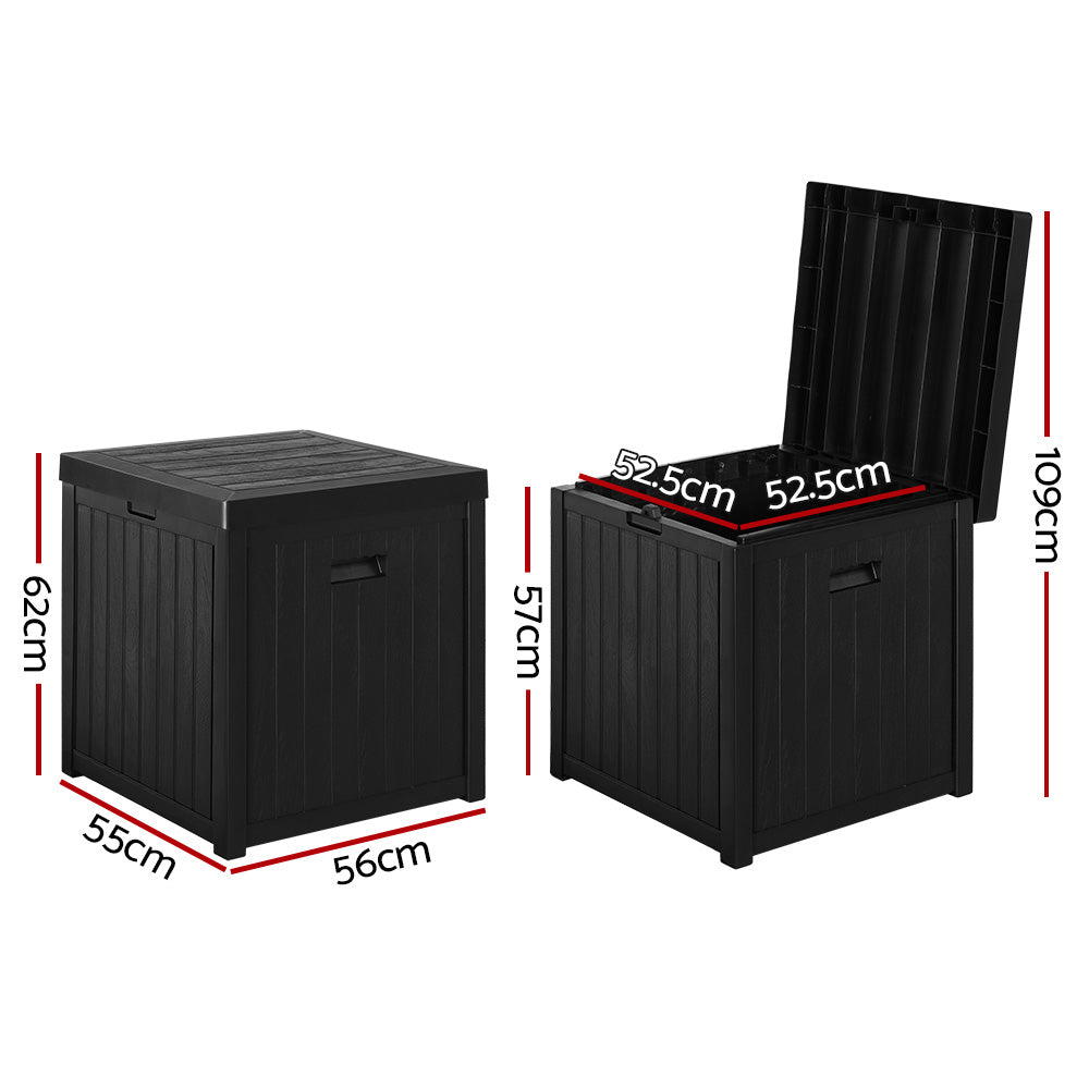 Gardeon Outdoor Storage Box 195L Organiser Garden Bench Deck Toy Shed Tool Black OSB-195L-BK