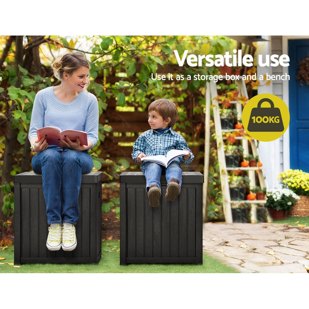 Gardeon Outdoor Storage Box 195L Organiser Garden Bench Deck Toy Shed Tool Black OSB-195L-BK