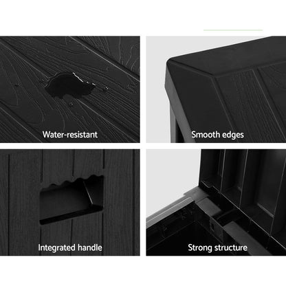Gardeon Outdoor Storage Box 195L Organiser Garden Bench Deck Toy Shed Tool Black OSB-195L-BK