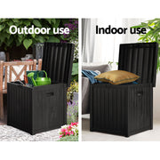 Gardeon Outdoor Storage Box 195L Organiser Garden Bench Deck Toy Shed Tool Black OSB-195L-BK