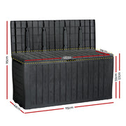 Gardeon Outdoor Storage Box 220L Lockable Organiser Garden Deck Toy Shed Tool Black OSB-220L-ABK