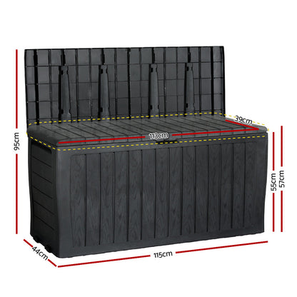 Gardeon Outdoor Storage Box 220L Lockable Organiser Garden Deck Toy Shed Tool Black OSB-220L-ABK