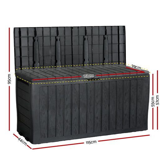 Gardeon Outdoor Storage Box 220L Lockable Organiser Garden Deck Toy Shed Tool Black OSB-220L-ABK