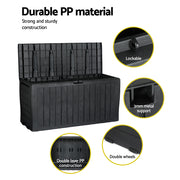 Gardeon Outdoor Storage Box 220L Lockable Organiser Garden Deck Toy Shed Tool Black OSB-220L-ABK