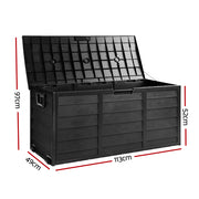 Gardeon Outdoor Storage Box 290L Lockable Organiser Garden Deck Shed All Black OSB-290L-ABK