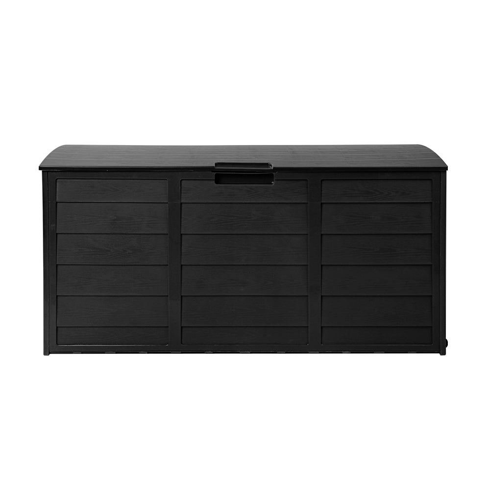 Gardeon Outdoor Storage Box 290L Lockable Organiser Garden Deck Shed All Black OSB-290L-ABK