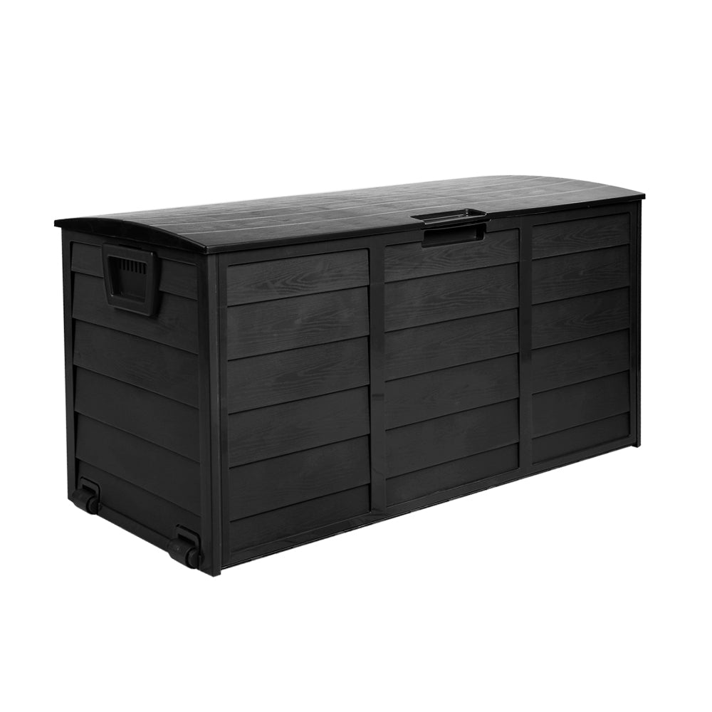 Gardeon Outdoor Storage Box 290L Lockable Organiser Garden Deck Shed All Black OSB-290L-ABK