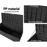 Gardeon Outdoor Storage Box 290L Lockable Organiser Garden Deck Shed All Black OSB-290L-ABK