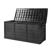 Gardeon Outdoor Storage Box 290L Lockable Organiser Garden Deck Shed All Black OSB-290L-ABK