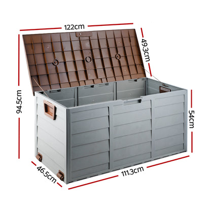 Gardeon Outdoor Storage Box 290L Lockable Organiser Garden Deck Shed Tool Brown OSB-290L-BB