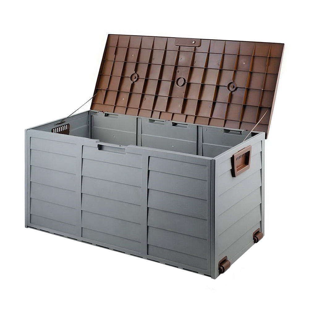 Gardeon Outdoor Storage Box 290L Lockable Organiser Garden Deck Shed Tool Brown OSB-290L-BB