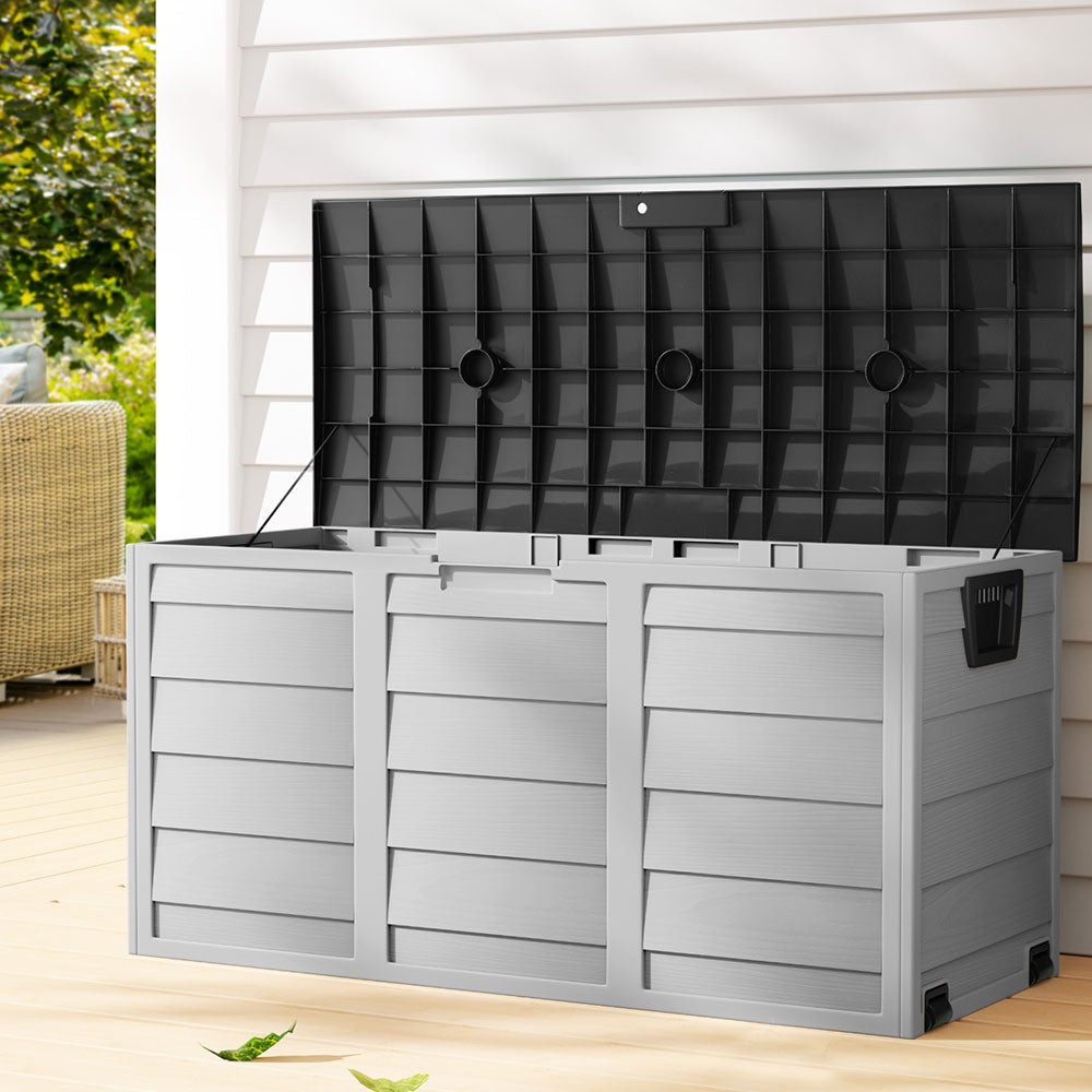 Gardeon Outdoor Storage Box 290L Lockable Organiser Garden Deck Shed Tool Black OSB-290L-BK