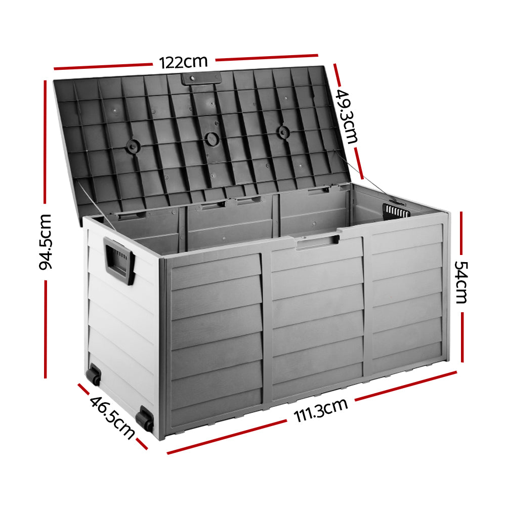 Gardeon Outdoor Storage Box 290L Lockable Organiser Garden Deck Shed Tool Black OSB-290L-BK
