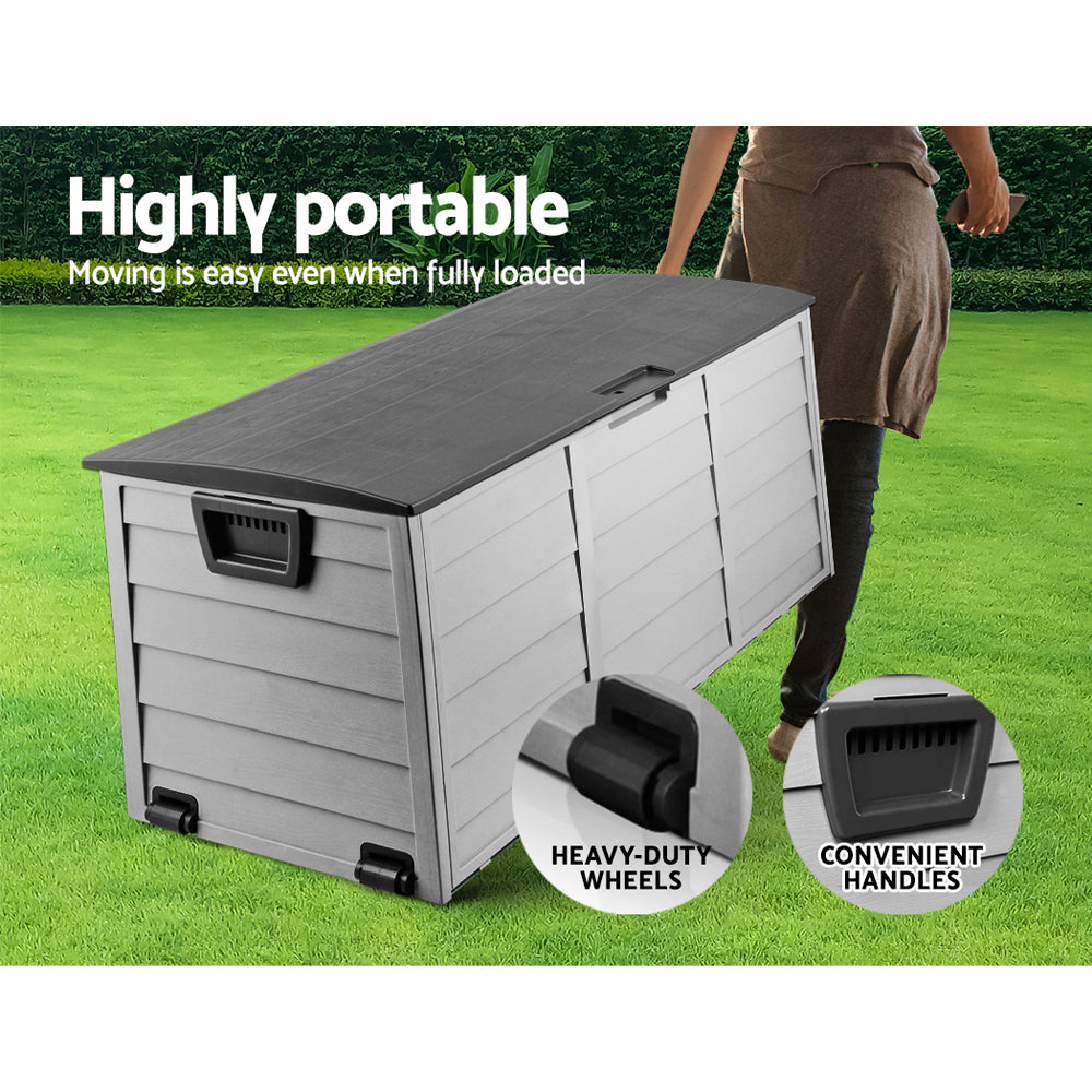 Gardeon Outdoor Storage Box 290L Lockable Organiser Garden Deck Shed Tool Black OSB-290L-BK