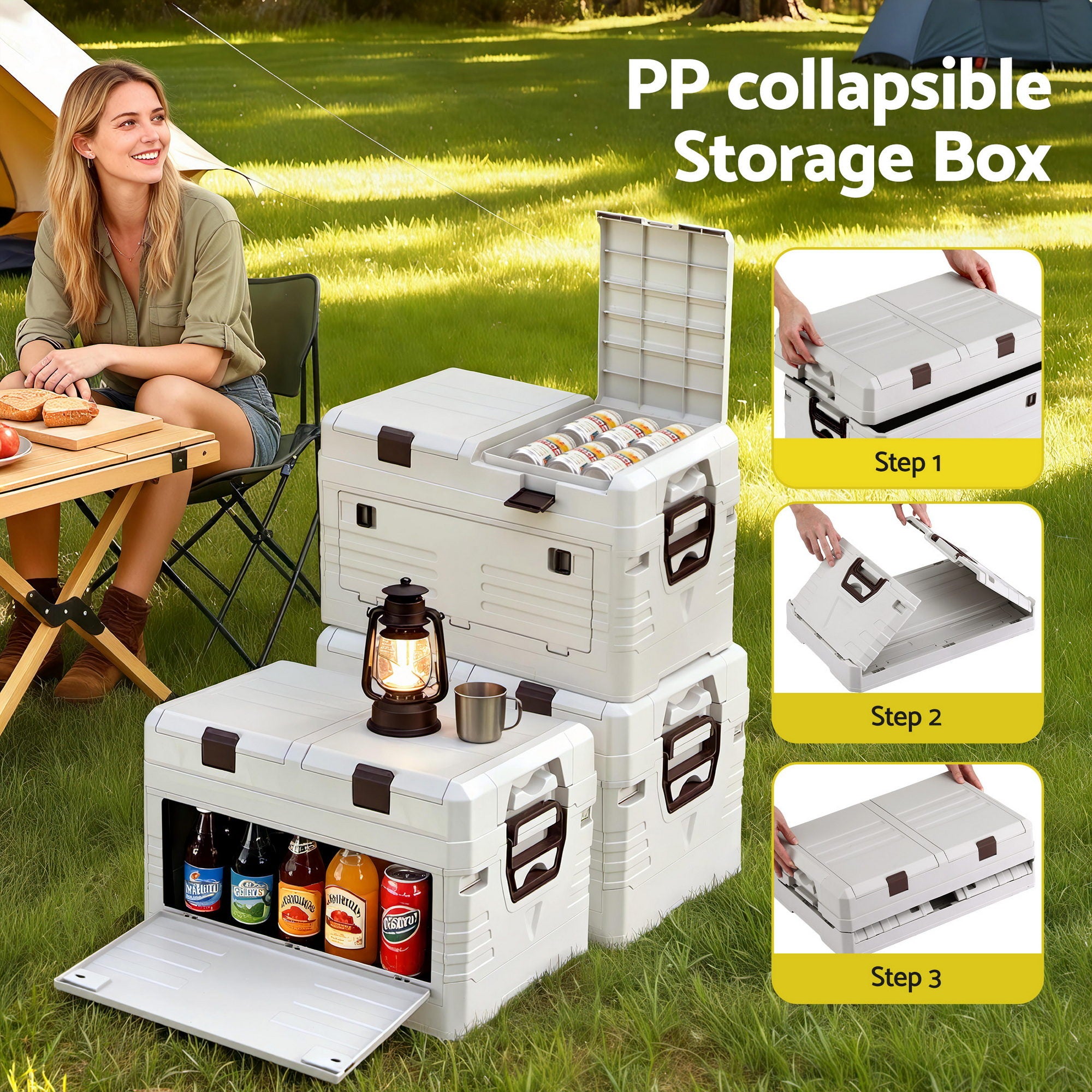 Gardeon 40L Outdoor Storage Box Foldable Camping Collapsible Bins Organizer OSB-40L-FD-BE
