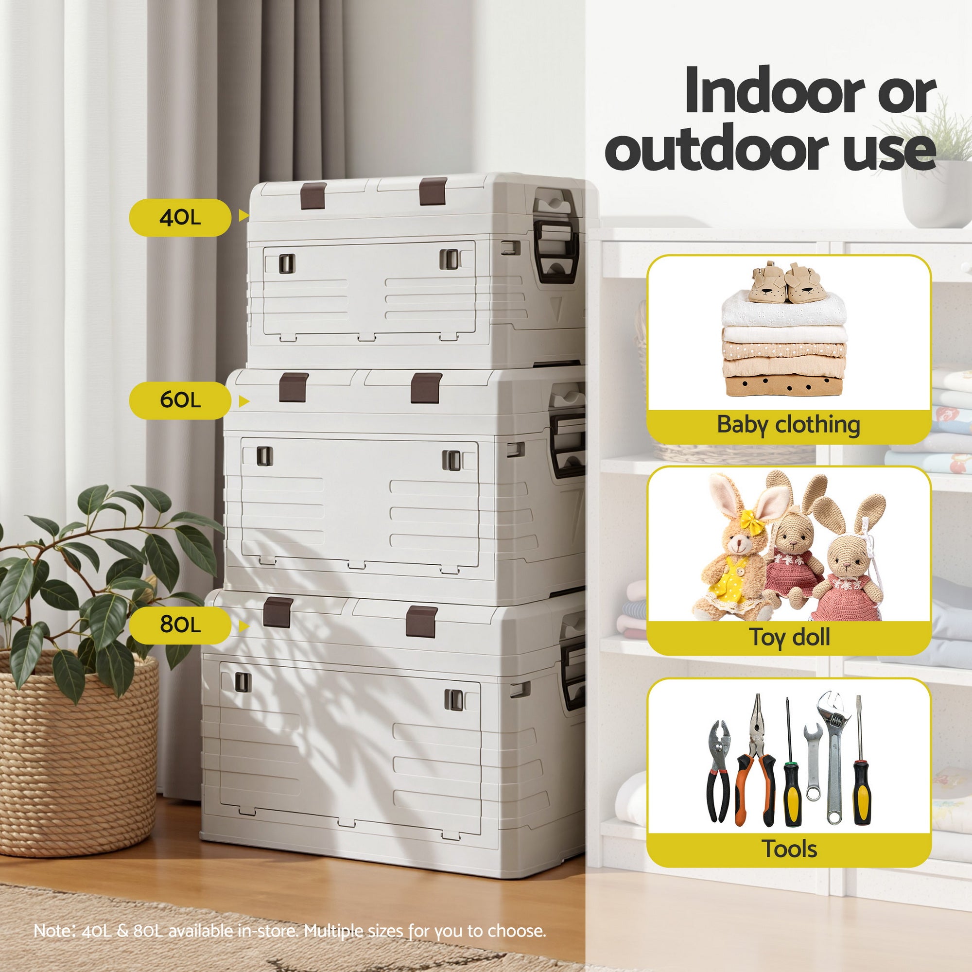 Gardeon 60L Outdoor Storage Box Foldable Camping Collapsible Bins Organizer OSB-60L-FD-BE