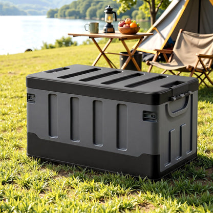 Gardeon Collapsible Outdoor Storage Box 60L Stackable Folding Camping Organizer Black OSB-60L-STR-BK