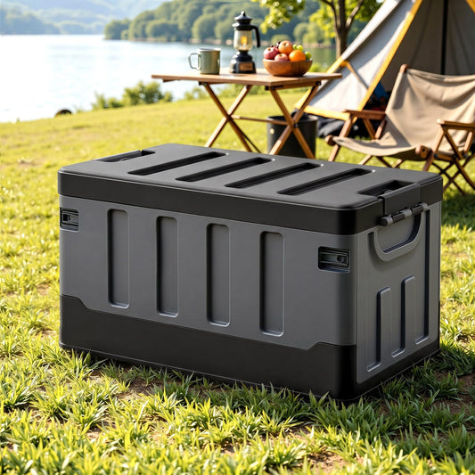 Gardeon Collapsible Outdoor Storage Box 60L Stackable Folding Camping Organizer Black OSB-60L-STR-BK