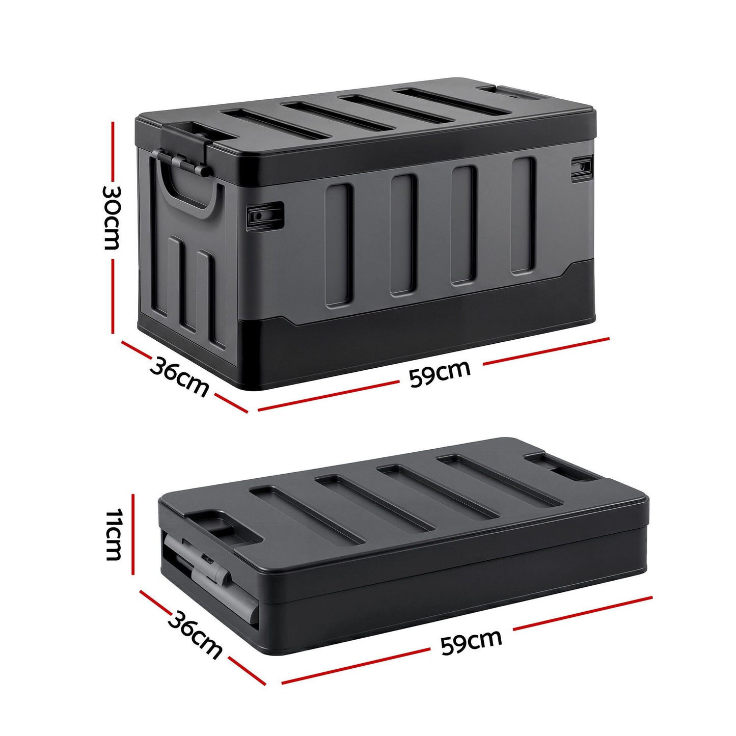 Gardeon Collapsible Outdoor Storage Box 60L Stackable Folding Camping Organizer Black OSB-60L-STR-BK