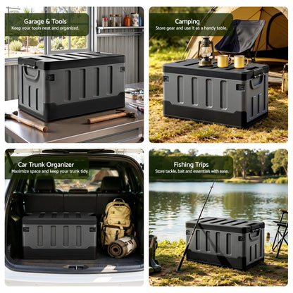Gardeon Collapsible Outdoor Storage Box 60L Stackable Folding Camping Organizer Black OSB-60L-STR-BK