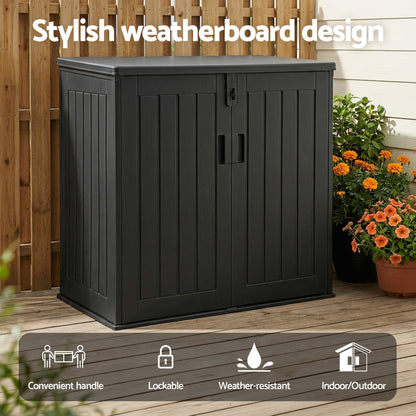 Gardeon Outdoor Storage Box 775L Container Lockable Cabinet Tool Organizer Shed Black OSB-775L-ABK